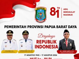 Advertorial: Pemerintah Provinsi Papua Barat Daya Mengucapkan Dirgahayu Republik Indonesia ke 81 Tahun, Adil, Berdaulat, Makmur
